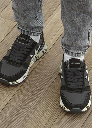 Кросівки premiata black white suede
