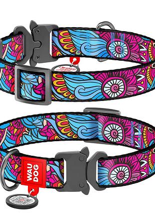 Ошейник для собак нейлоновый waudog nylon с qr паспортом, рисунок "лето", металлическая пряжка-фастекс, ш 20 мм, дл 28-40 см