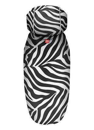 Дождевик-накидка с капюшоном для собак waudog clothes, рисунок "зебра", xl, а 55-61 см, b 68-80 см, с 42-52 см