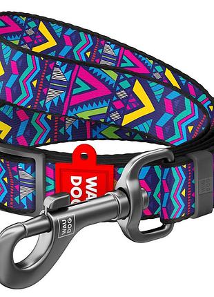 Поводок для собак нейлоновый waudog nylon, рисунок "инди", регулируемый, ш 15 мм, дл 152-183 см