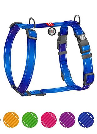 Шлея для собак анатомическая h-образная waudog nylon mono с qr-паспортом, светоотражающая, пластиковый фастекс, размер l, ш 25 мм, а