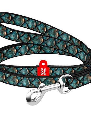 Поводок для кошек и мелких пород собак нейлоновый waudog nylon, рисунок "луска", xs, ш 10 мм, дл 122 см