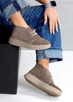 Ботинки женские замша визон 23605