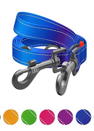 Поводок-перестежка для собак waudog nylon mono, светоотражающий, м, ш 20 мм, дл 300 см, синий