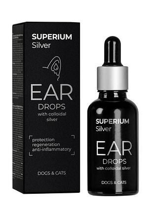 Суперіум сільвер краплі вушні з колоїдним сріблом для котів та собак, 30 мл