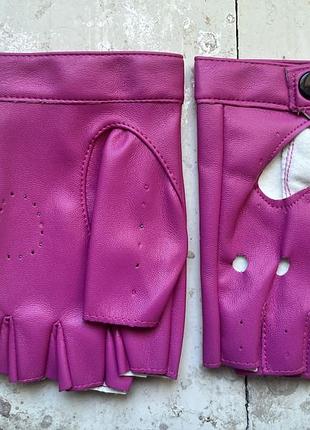 Короткі рожеві  рукавички у стилі панк рукавички без пальців