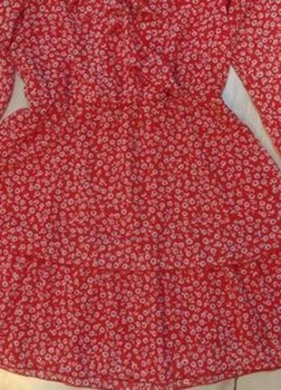 Короткоевоздущное плаття h&m 122-128 цеточнй принт, довгий рукав. 38р6 фото