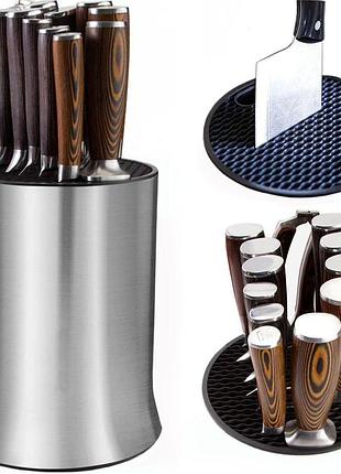 Большая увесистая устойчивая подставка для ножей wnota из нержавеющей стали. высота 22 см, диаметр 18 см