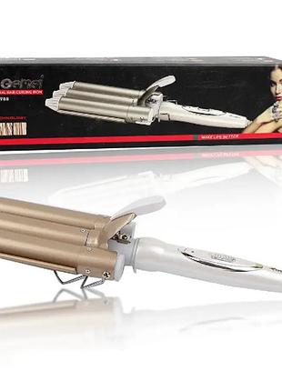 Потрійна плойка щипці для волосся керамічний прасок gemei gm-1988
