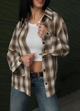 Сорочка жіноча в клітинку оверсайз, рубашка в клітинку