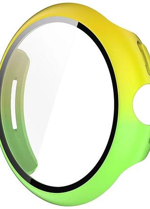 Чехол с защитным стеклом protective cover with glass для google pixel watch 3, 45mm yellow-green