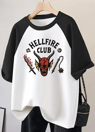 Футболка унісекс hellfire club stranger things ,m розмір, біло-чорний