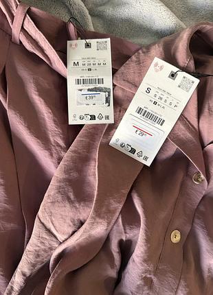 Zara брючний костюм штани та сорочка пудровий рожевий лавандовий 10