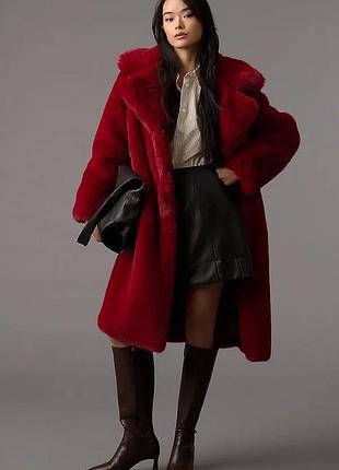 Шуба еко хутро винного червоного кольору vero moda