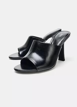 Мюлі жіночі чорні на тонких підборах zara new