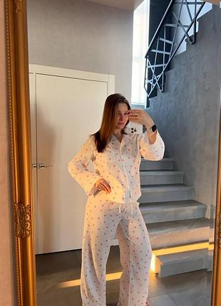 Муслиновая женская пижама с сердечками