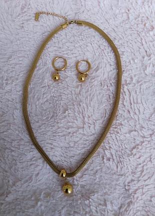 Набір прикрас ланцюг, сережки біжутерія