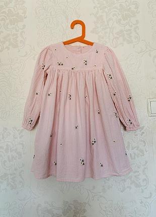 Сукня з мусліну з вишивкою на 4-5 років george з довгим рукавом р.104-110