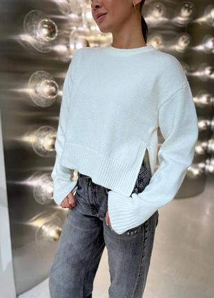 Турція🇹🇷 стильний светр оверсайз крою з розрізом по боках