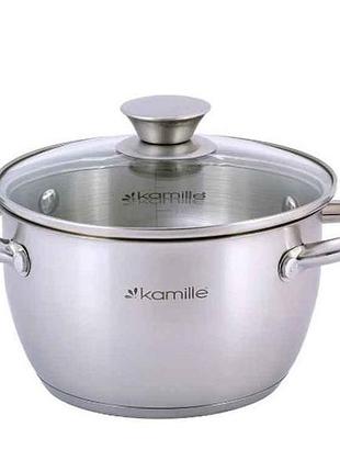 Каструля 1.5л з нерж. сталі з кришкою 4900 тм kamille