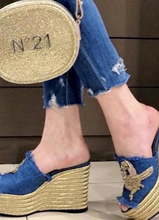 Джинсові жіночі шльопанці n21