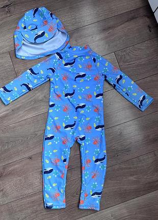 Сонцезахисний костюм для купання + панама для хлопчика 18-24 міс (1,5-2 роки)