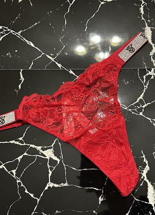 Мереживні трусики стрінги з камінцями сваровскі shine strap victoria's secret розмір м
