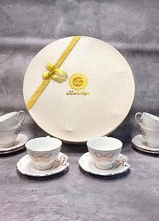 Сервіз чайний 12пр. 1754 білий бант тм snt