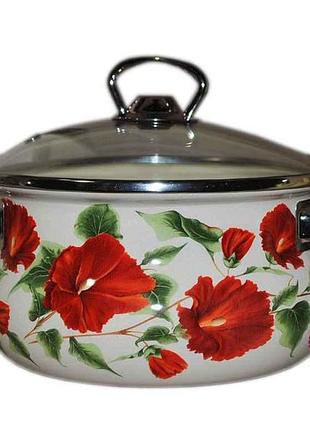 Каструля ем. 1,5л каркаде белая (в83808) со скл. крышкой тм epos