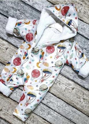 Комбінезон з капюшоном "motley", плащівка, махра тм "happy baby"