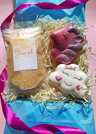 Подарунковий набір для ванни "казкове сяйво" милий подарунок для дівчинки, подруги, сестри на день народження