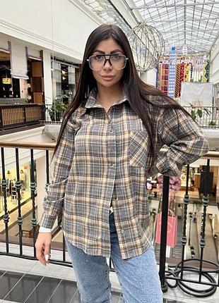 Сорочка картата  жіноча розміри 42-52 фланель різні кольори