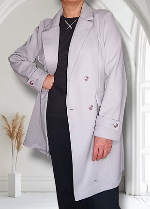 Пальто жіноче shein l xl  двубортне міді  пальто тренч пальто піджак 
пряме без підкладки блакитного кольору з акцентними ґудзиками