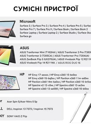 Стилус для планшета ноутбука на windows microsoft surface pro asus transformer dell inspiration hp acer sony 5
