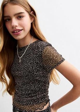 Футболка топ леопардовий сітка лео new look 9 років, 134 см