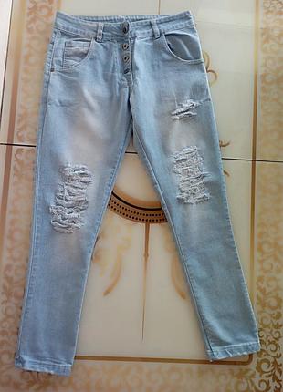 Джинсы с рваностями бойфренд унисекс 2