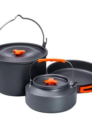 Набор туристической посуды в сумке для похода и кемпинга: кастрюля, сковорода, чайник hp39578c