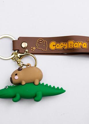 Детский брелок капибара на крокодиле 5×3×4 (см) для ключей, на сумку и рюкзак hp-55-24croc