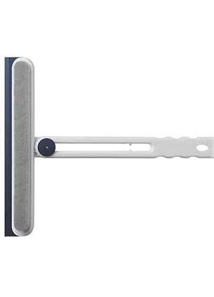 Скребок водосгон для мытья стекол складной абразивной губкой и резиновым лезвием для окон зеркал душа голубой hp-35015-27bl