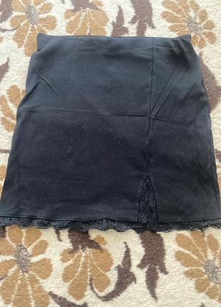 Юбка в рубчик с кружевом