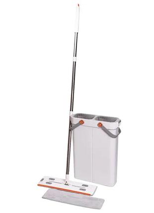 Швабра с ведром для мытья пола с отжимом, плоская насадка из микрофибры, набор для уборки дома hp-35015-18