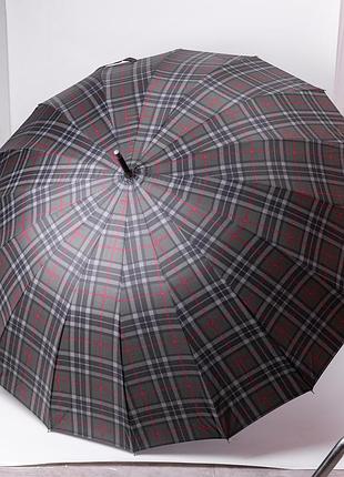 Классический зонт-трость полуавтомат из полиэстера 16 спиц диаметр 117 см зеленый hp-23-4gr