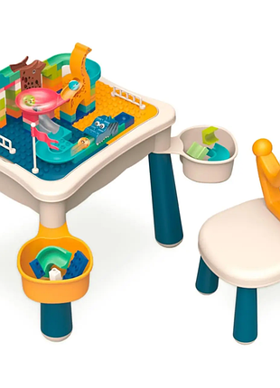 Столик конструктор зі стільчиком,підходить для ігор з піском та водою,дошка для малювання,106 деталей