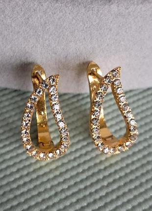 Серьги капли с кристаллами