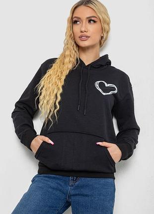 Женское худи на тонком флисе 238r57162-10 - комфорт и стиль в черном цвете 🖤