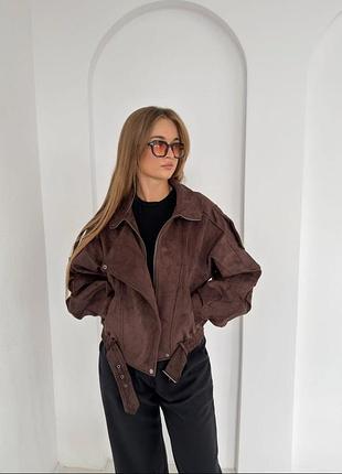 Замшева куртка косуха шоколад