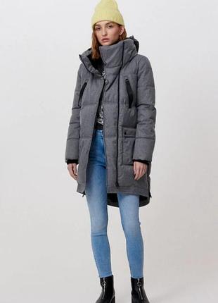 Crop стеганое пальто с капюшоном