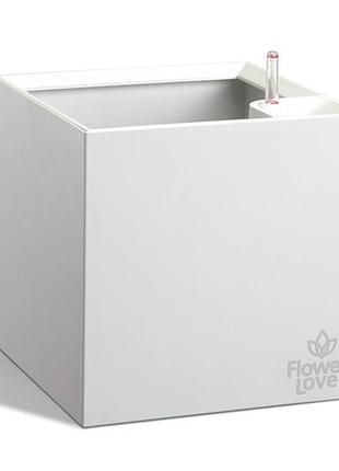 Вазон із системою автополиву cubico flower lover 27x27x27 білий глянсовий 23182
