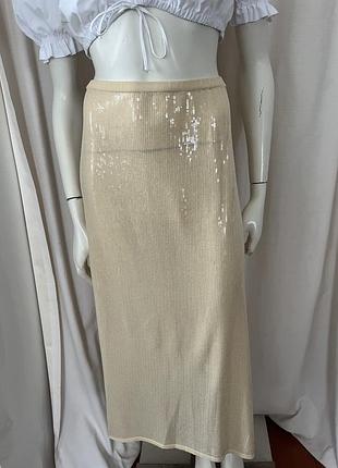 Світло-бежева спідниця з паєтками,zara,l