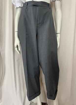 Жіночі вкорочені брюки темно-сірого кольору зі стрілочками та манжетами,twinset,48